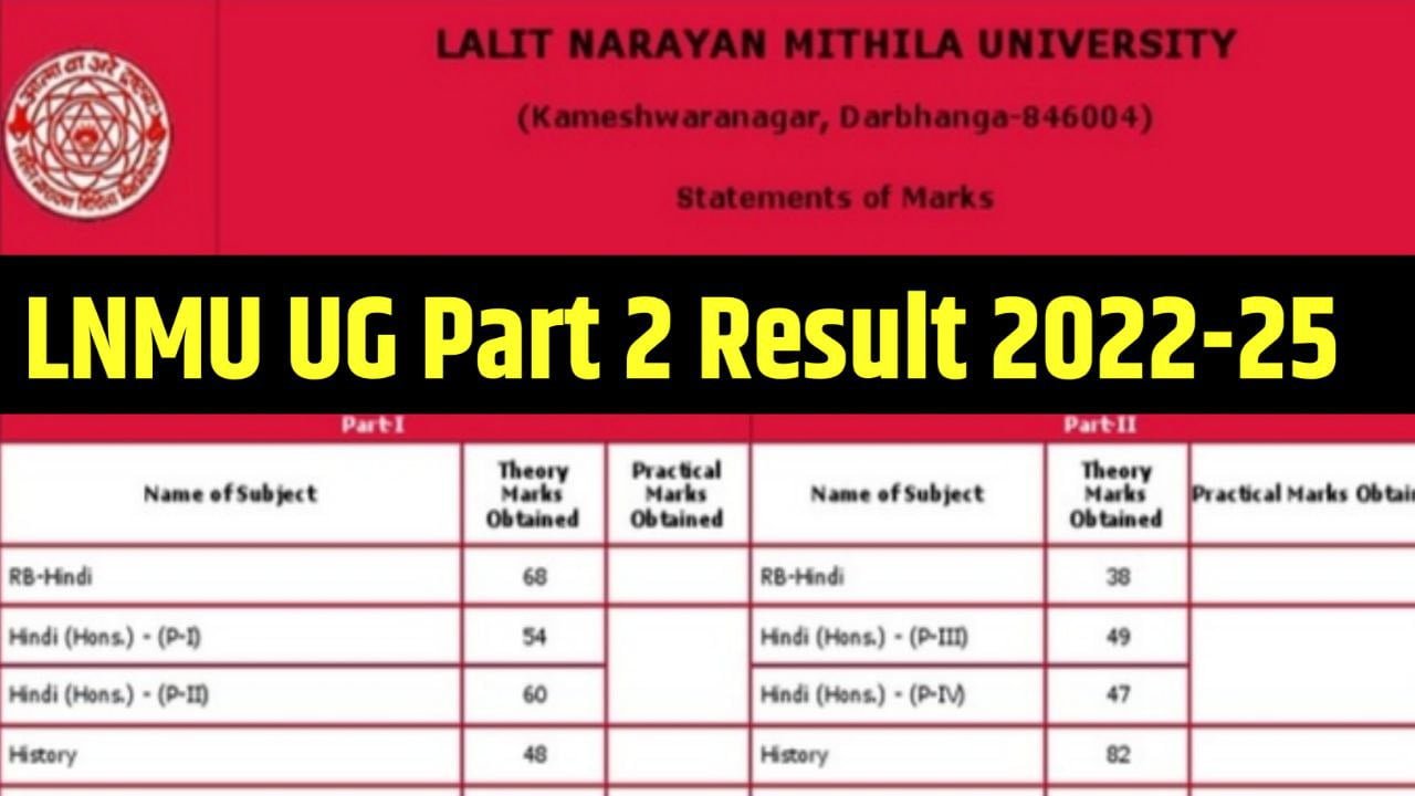 LNMU UG Part 2 Result 2022-25 - (रिजल्ट डेट) : BA/BSc/BCom 2nd Year Result