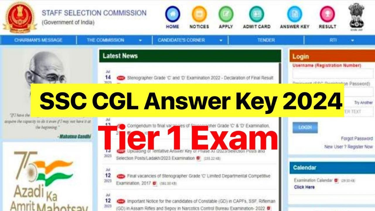 SSC CGL Answer Key 2024 : Response Sheet for Tier 1 Exam