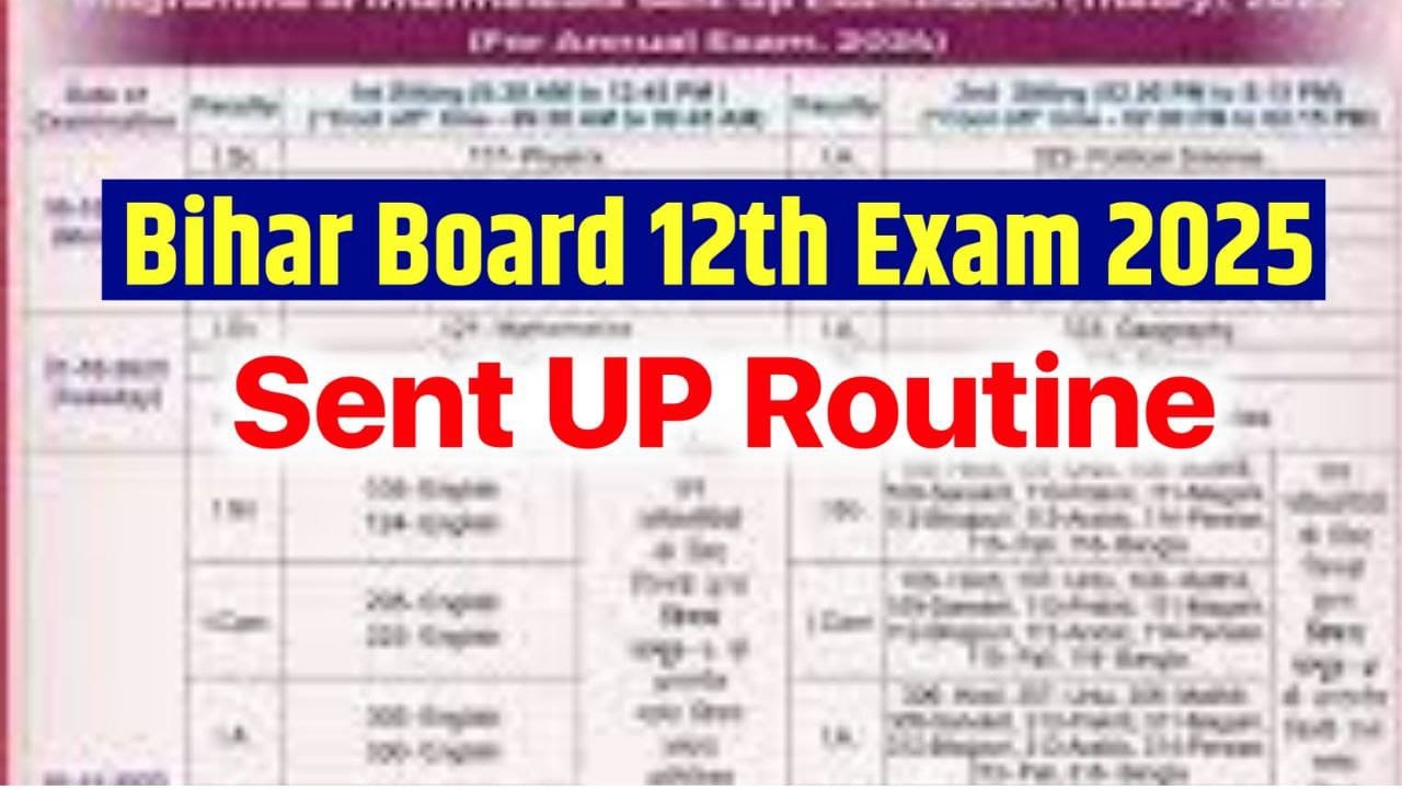 Bihar Board 12th Sentup Exam Date 2024 For Exam 2025 - Full Exam Shedule