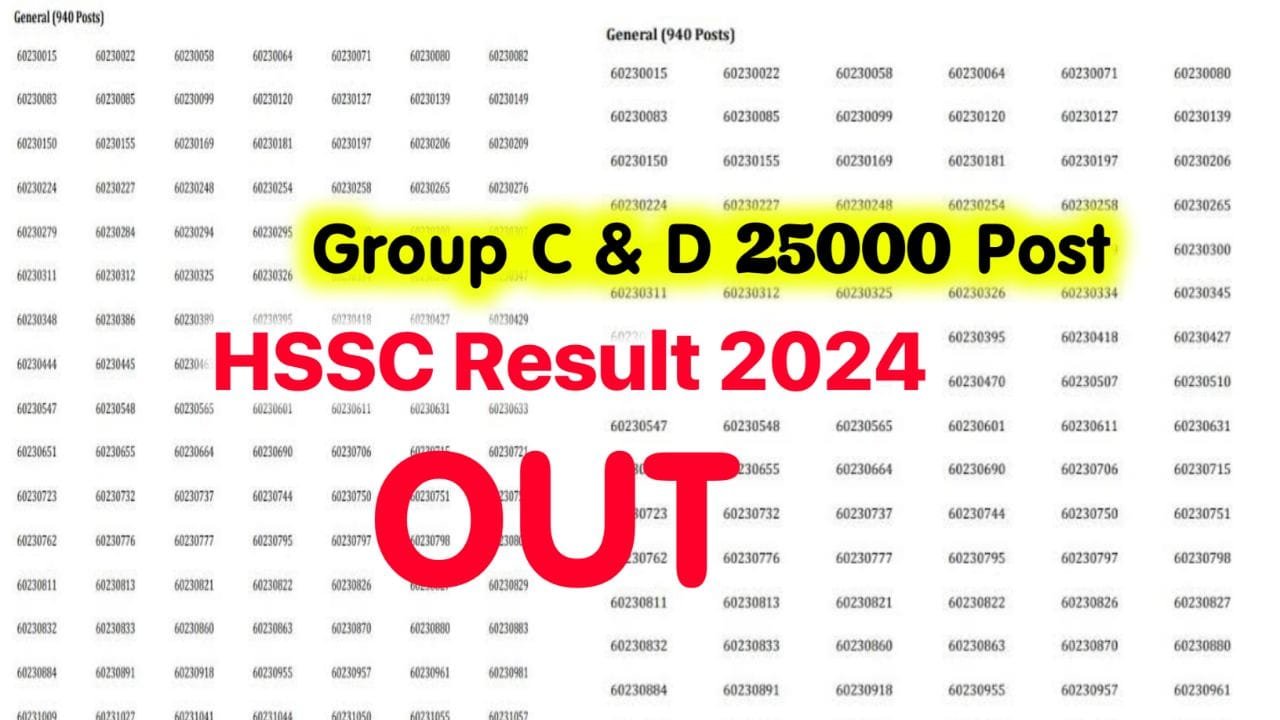 जारी हुआ एचएसएससी ग्रुप C और ग्रुप D के 25000 पदों का रिजल्ट यहां से चेक करें रिजल्ट - HSSC Result 2024 Out